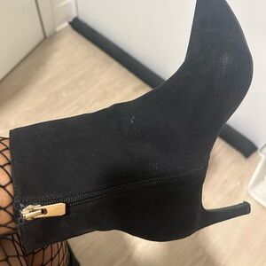 H&M Black Heeled Boots with Gold Zipper